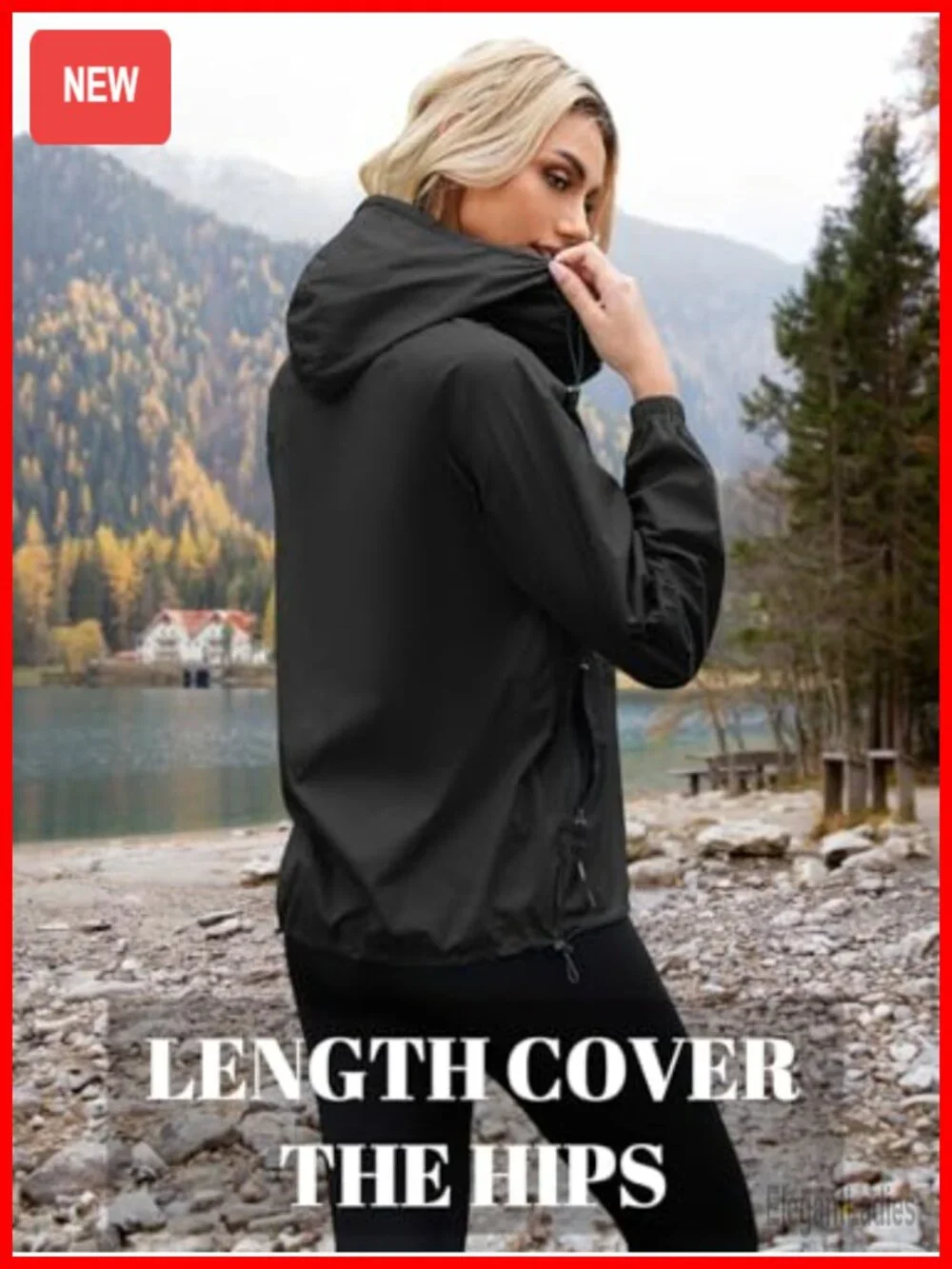 Lightweight Packable Hooded Rain Jacket Waterproof Women Travel Hiking